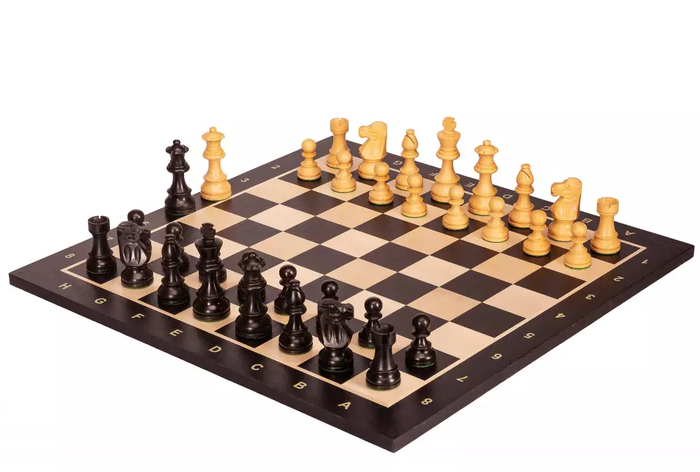 Zestaw szachowy French Lardy - szachownica (pole 58 mm), figury (król 96 mm)